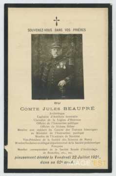 Faire-part de décès du comte Jules Beaupré (Nancy)